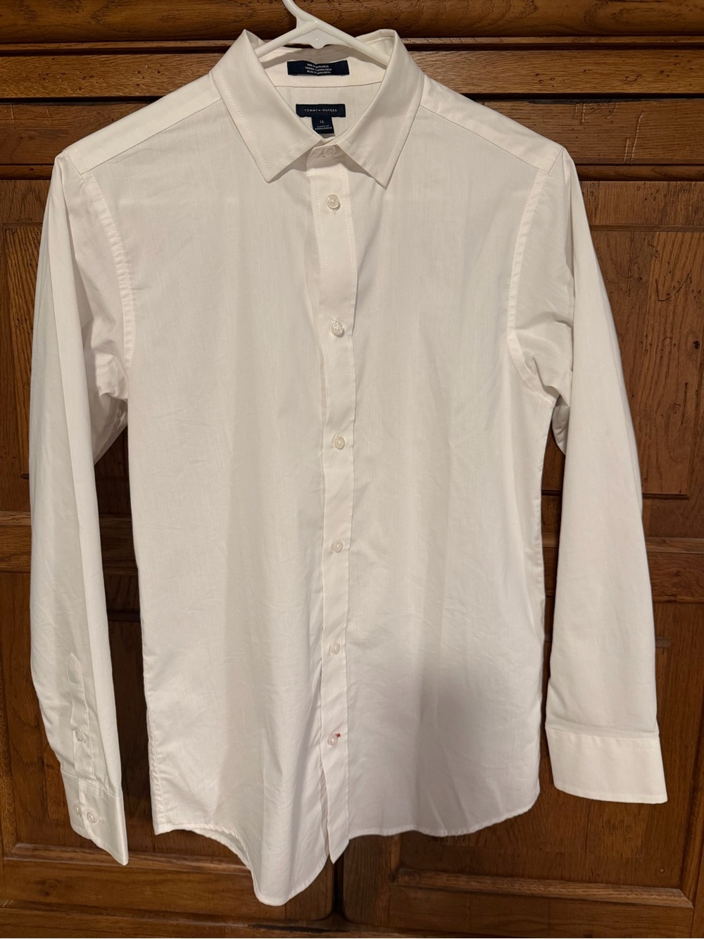 Tommy Hilfiger Boys White Dress Shirt Size 16 Long Sleeve Button-Up